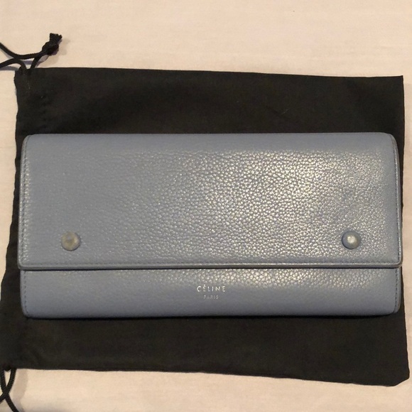 Celine Paris Blue Double Snap Wallet - Picture 1 of 7